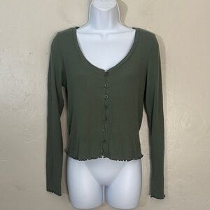 American Eagle Outfitters Forest Green Button-Up Blouse
